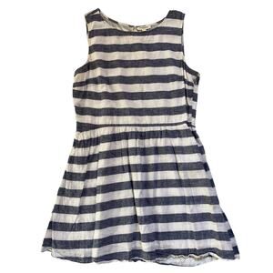 BeachLunchLounge Linen Striped Skater Dress Size XL Twee Autumn